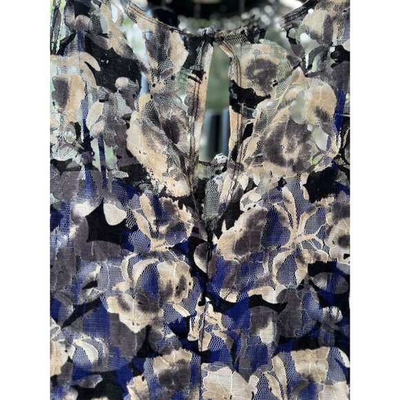 Anthropologie Pins And Needles Womens L Dress Black Blue Lace Sleeveless Mini - Picture 7 of 14